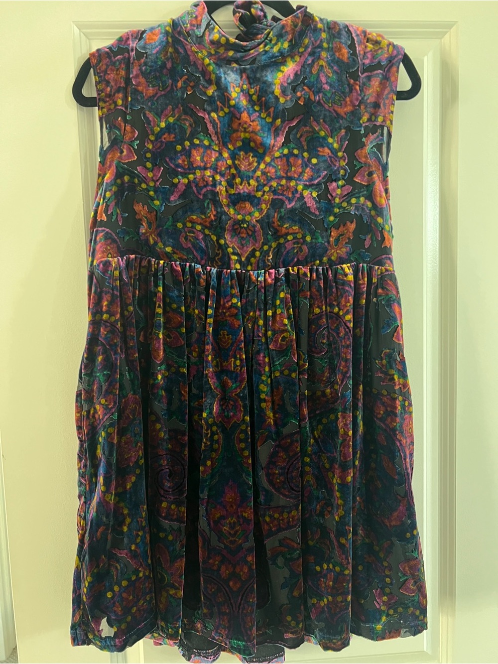 Free People Misha Burnout Velvet Floral Mini Dress Boho Multicolor